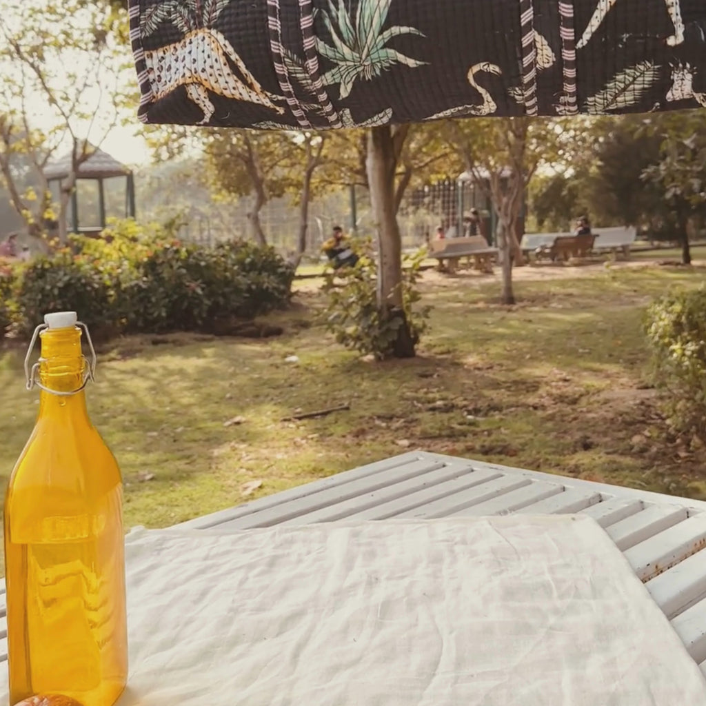 Quilted Cotton Tote Bag (Large) – Black Jungle Print