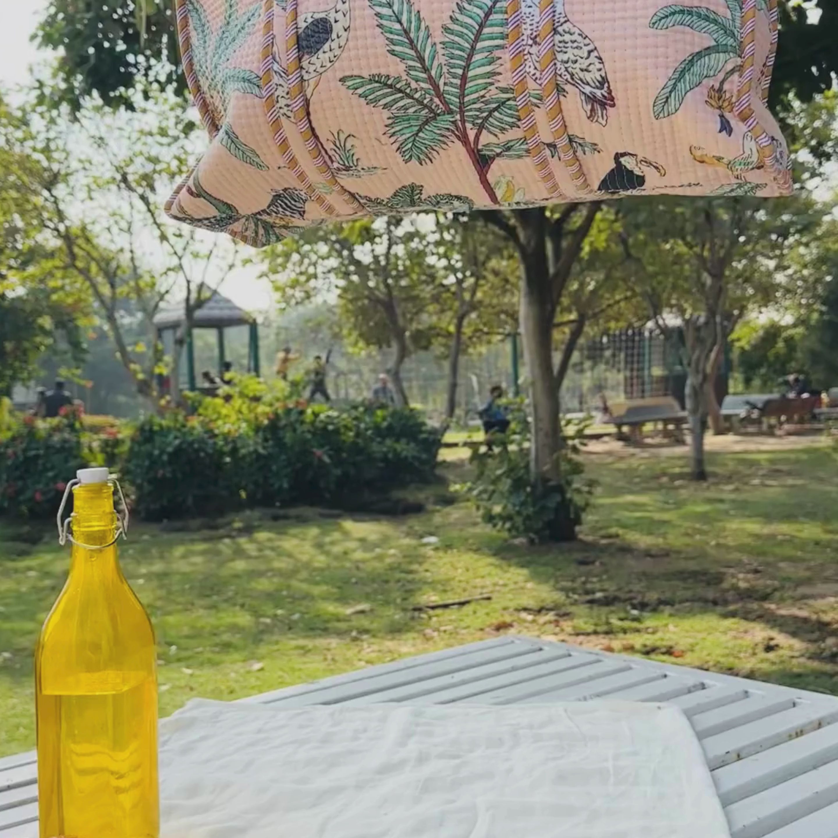 Quilted Cotton Tote Bag (Large) – Pink Jungle Print