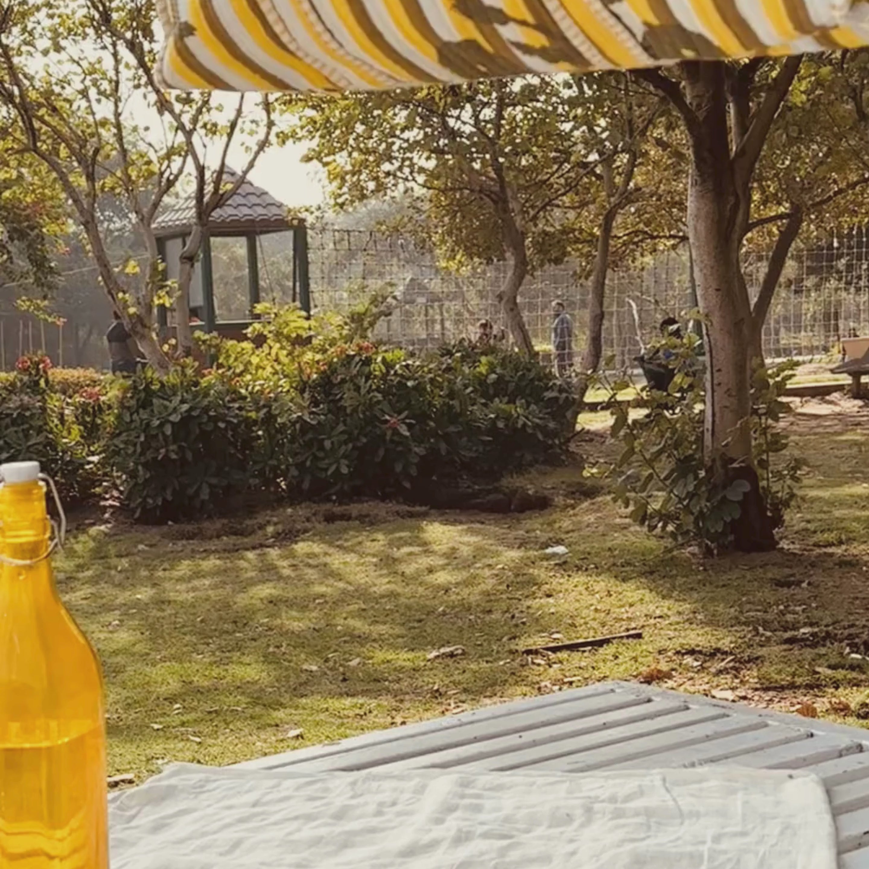 Quilted Cotton Tote Bag (Large) – Mustard Stripe Floral Print