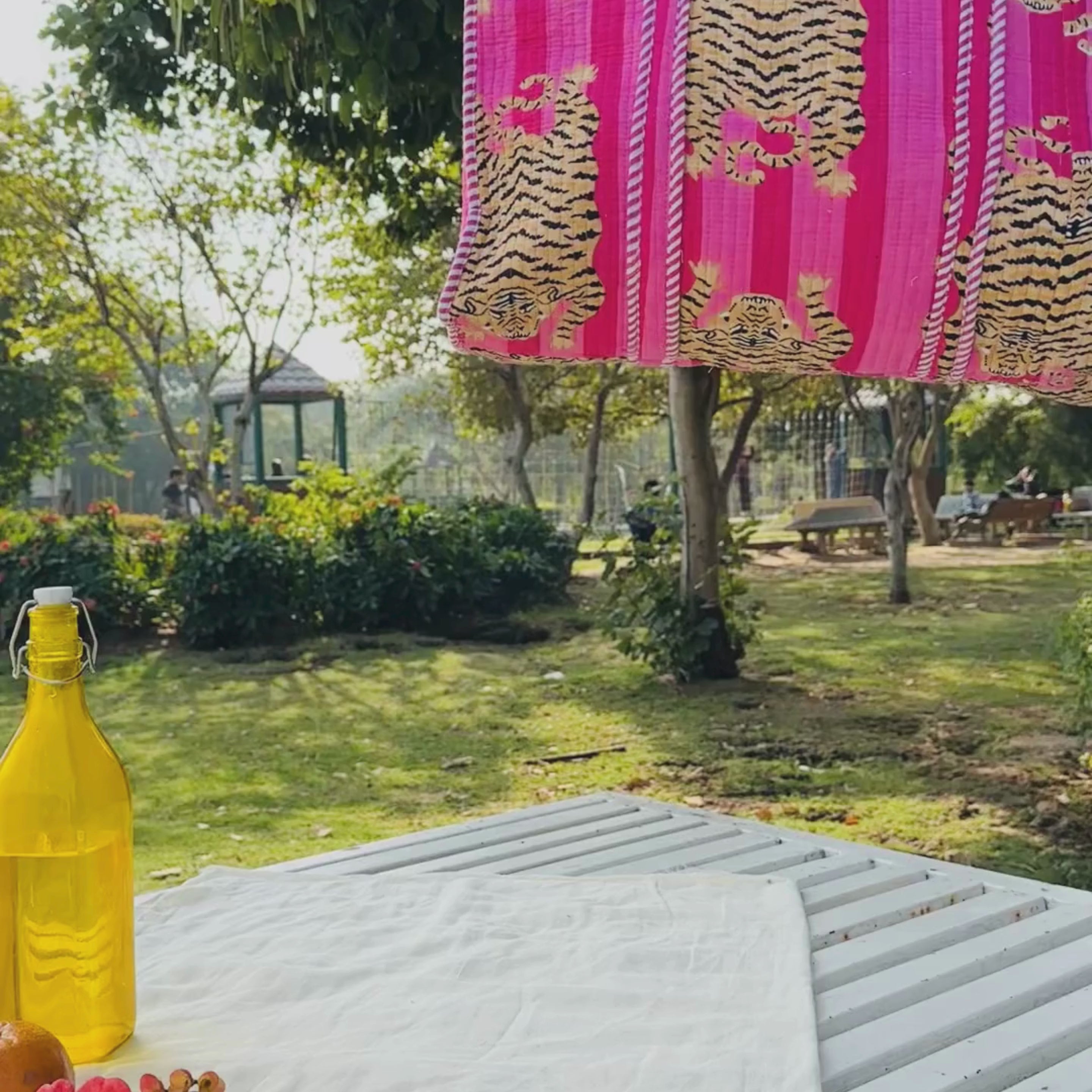 Quilted Cotton Tote Bag (Large) – Pink Tiger Print